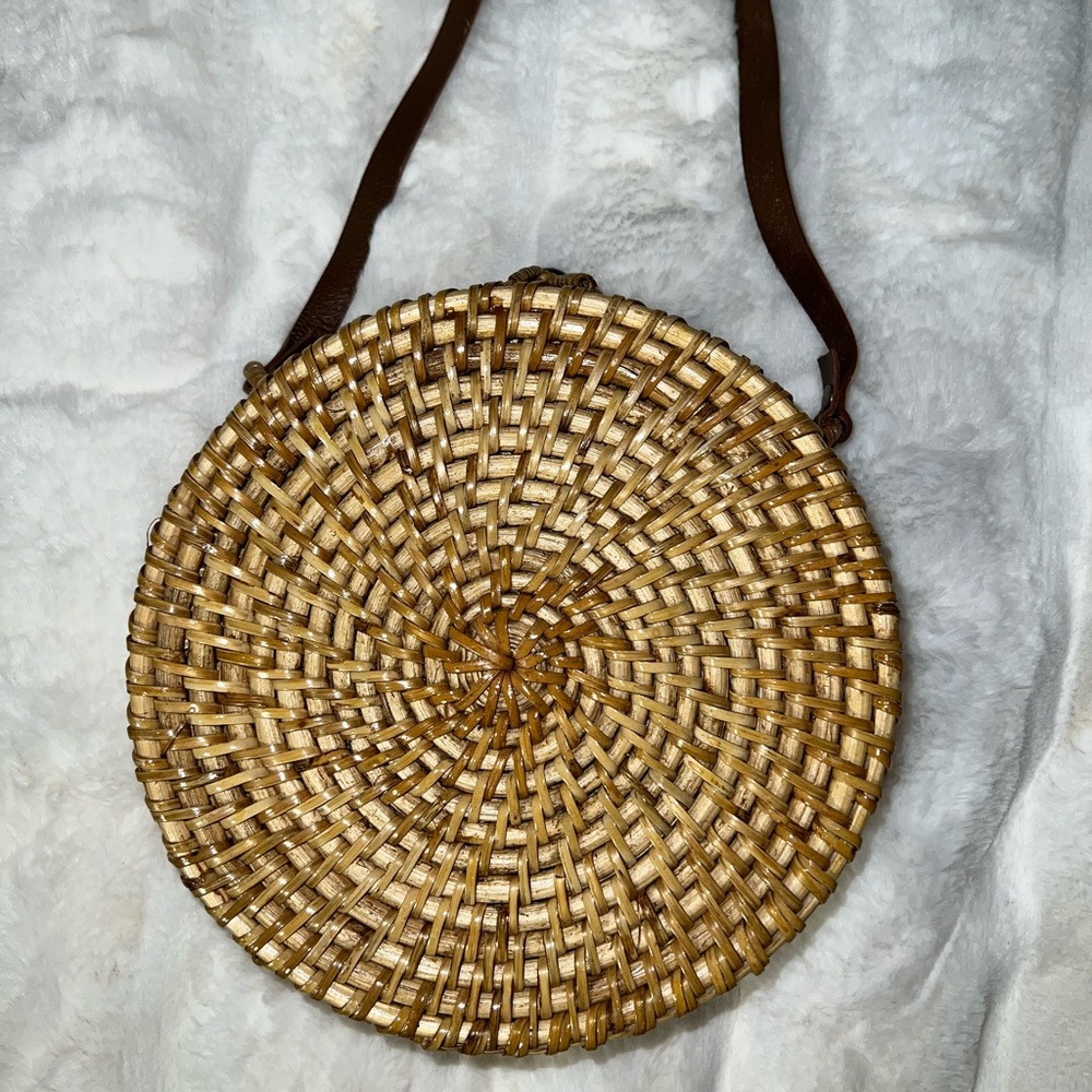 Steve Madden woven straw crossbody bag with leather strap
